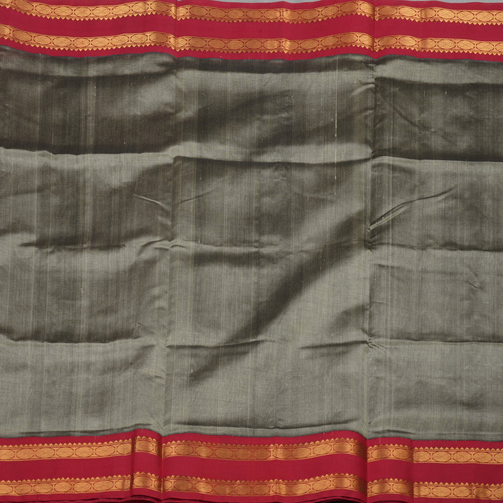Hayagrivas Handloom Pure Silk Cotton Saree in Royal Grey with Red KBE909H13-1