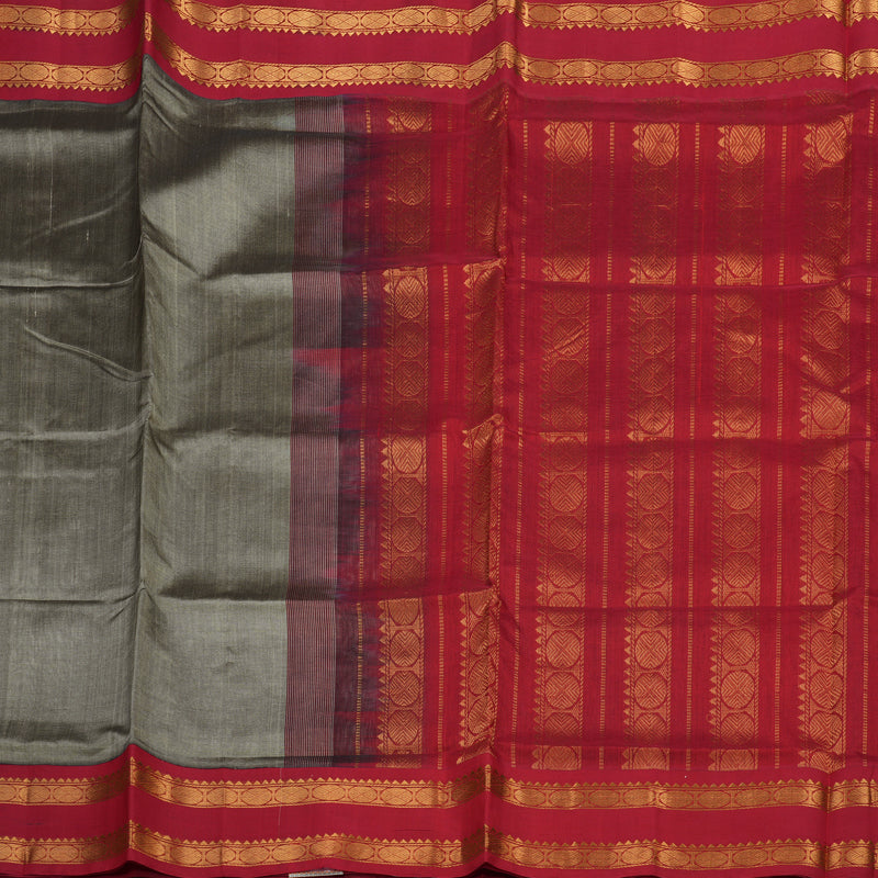 Hayagrivas Handloom Pure Silk Cotton Saree in Royal Grey with Red KBE909H13-1