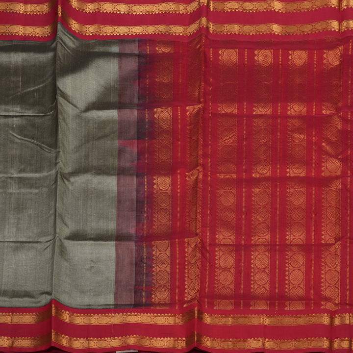 Hayagrivas Handloom Pure Silk Cotton Saree in Royal Grey with Red KBE909H13-1