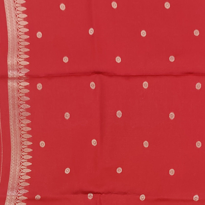 Hayagrivas Coral-Red Fancy Cotton Saree KBE90D2-7