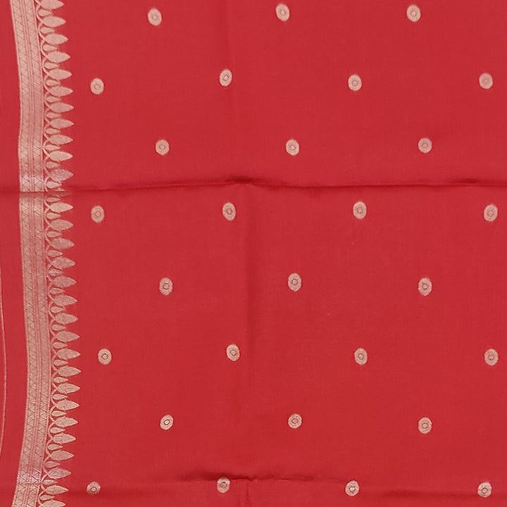 Hayagrivas Coral-Red Fancy Cotton Saree KBE90D2-7