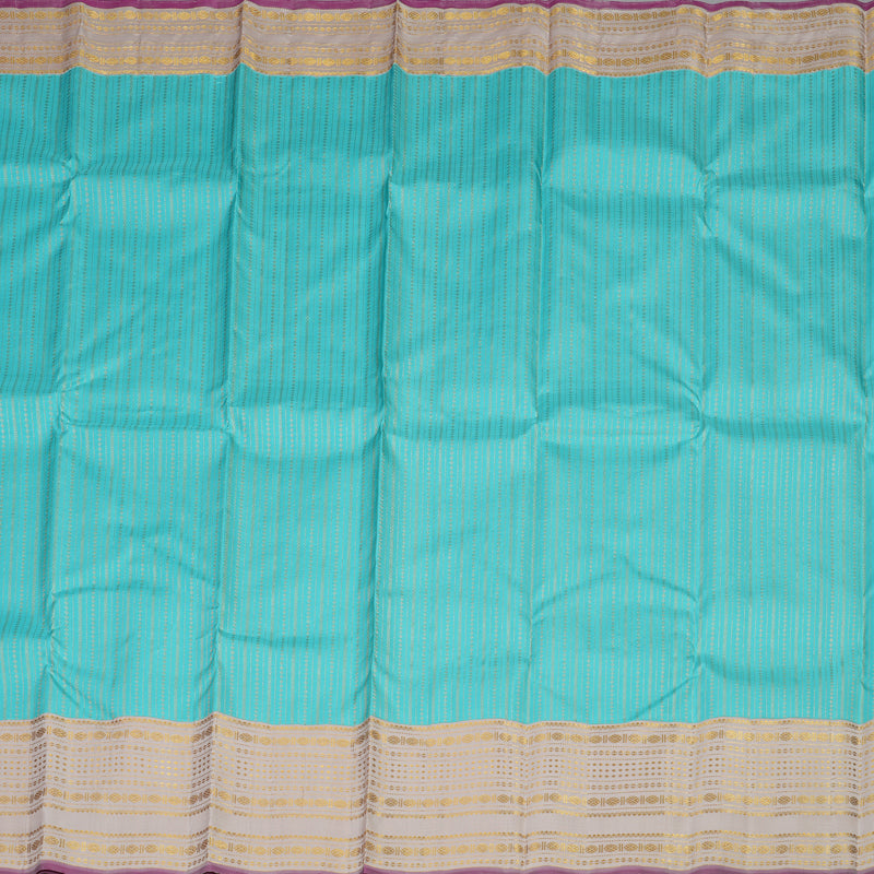 Hayagrivas Handloom Kanjivaram Silk Saree in Serene Sea Blue with Half White KBE911H3-1