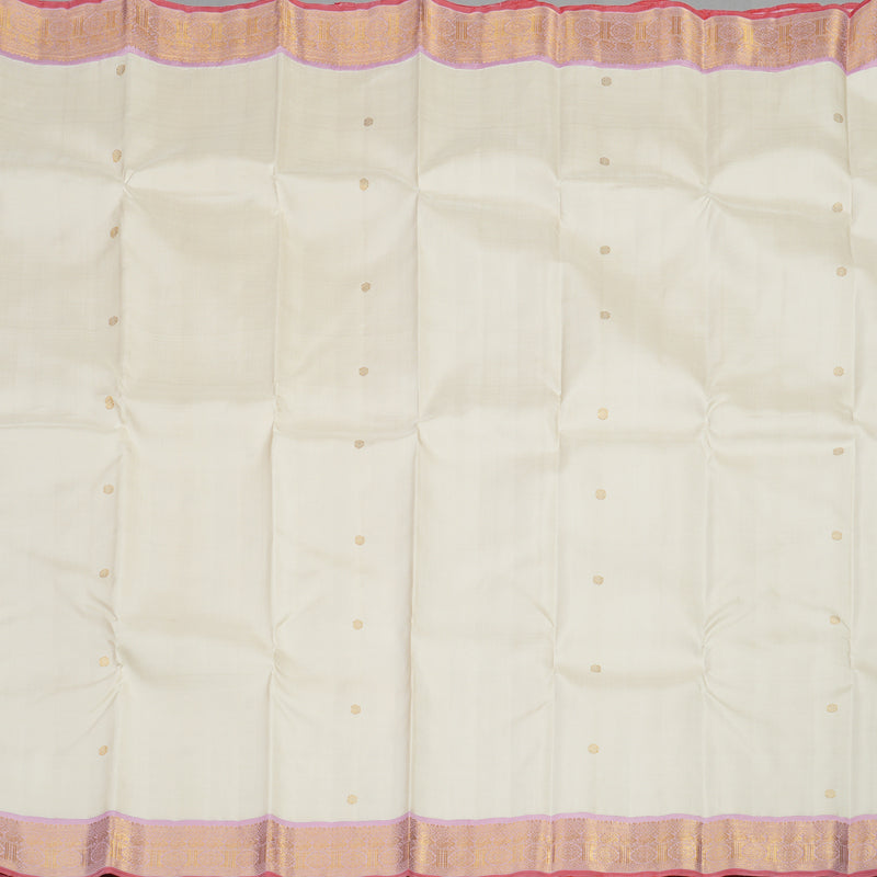 Hayagrivas Handloom Pure Kanjivaram Silk Saree in Serene Half White KBE911H4-1