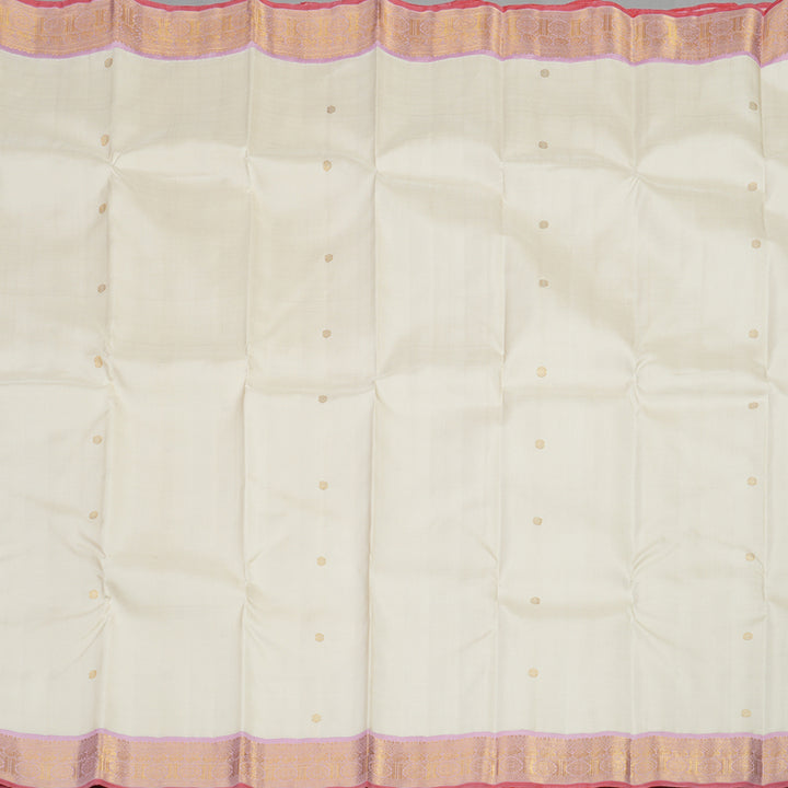 Hayagrivas Handloom Pure Kanjivaram Silk Saree in Serene Half White KBE911H4-1