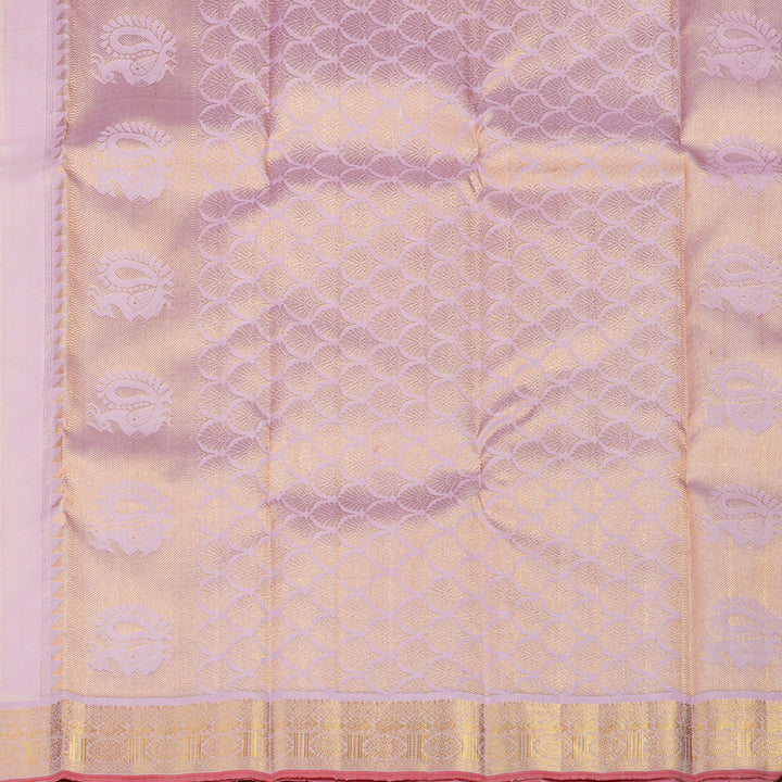 Hayagrivas Handloom Pure Kanjivaram Silk Saree in Serene Half White KBE911H4-1