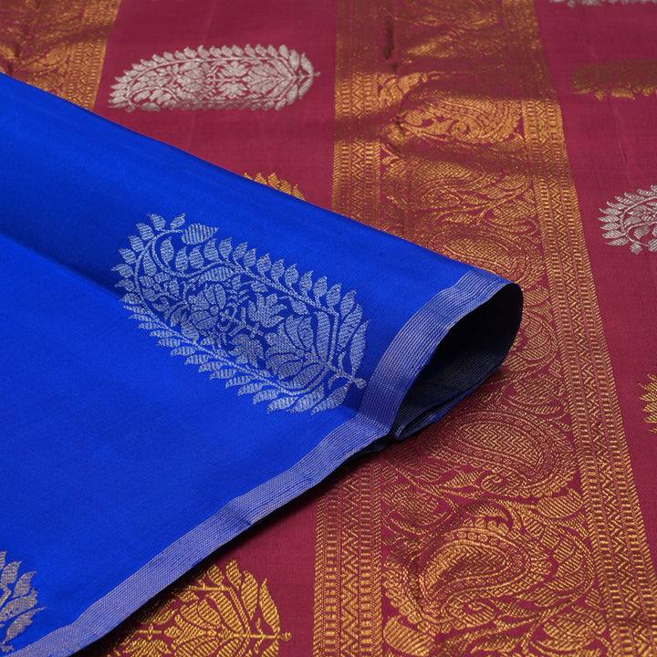 Hayagrivas Handloom MS Blue Kanjivaram Silk Saree KBE916H3-1