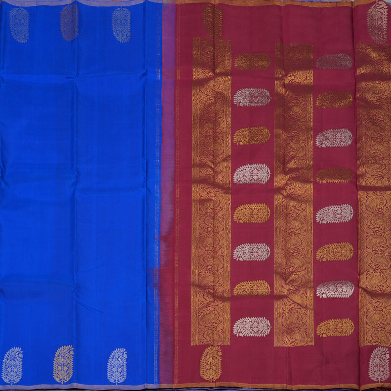 Hayagrivas Handloom MS Blue Kanjivaram Silk Saree KBE916H3-1
