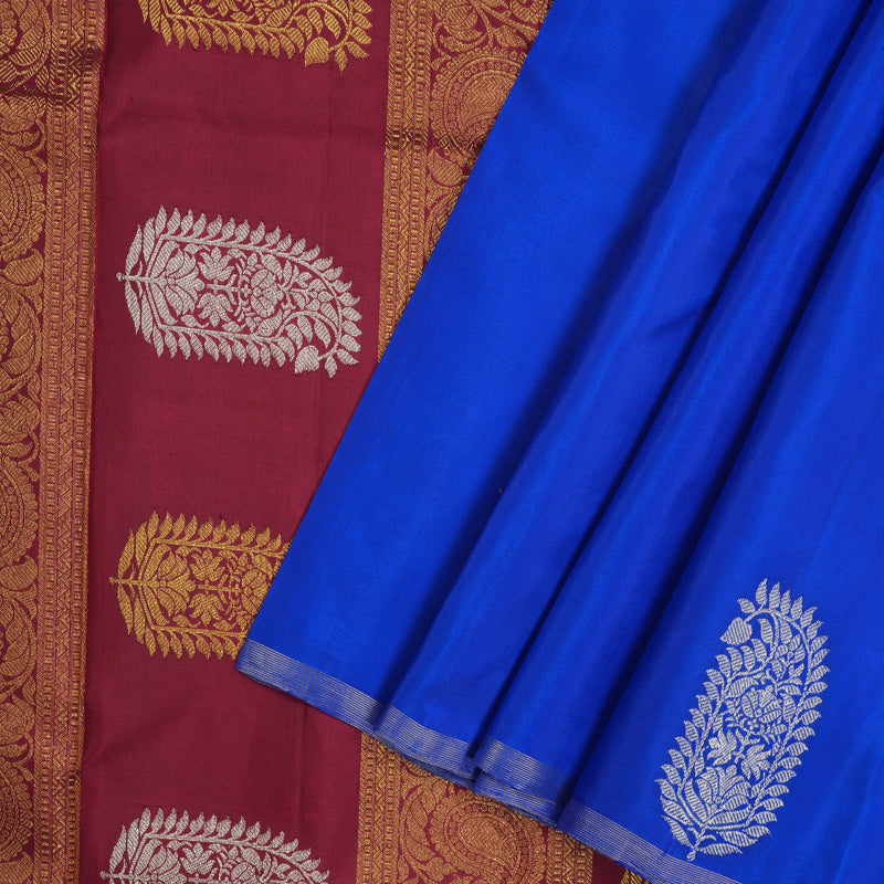 Hayagrivas Handloom MS Blue Kanjivaram Silk Saree KBE916H3-1