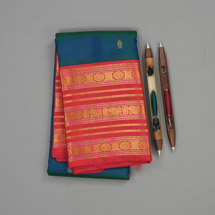Hayagrivas Handloom Mayilkazhuthu Kanjivaram Silk Saree with Red border KBE917H9-1