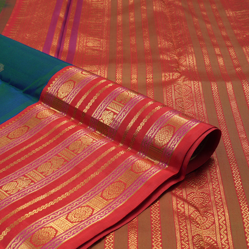 Hayagrivas Handloom Mayilkazhuthu Kanjivaram Silk Saree with Red border KBE917H9-1