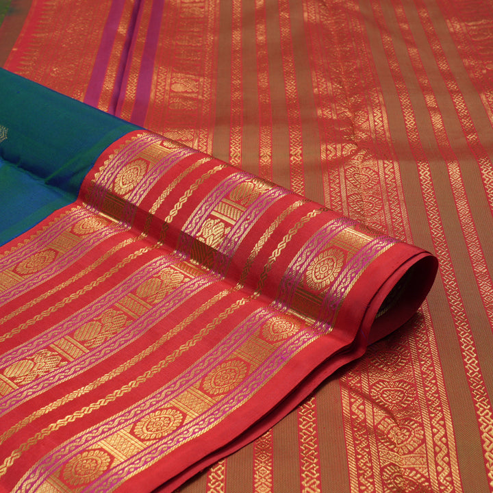 Hayagrivas Handloom Mayilkazhuthu Kanjivaram Silk Saree with Red border KBE917H9-1
