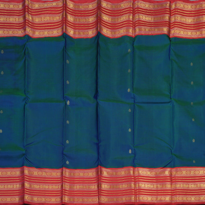 Hayagrivas Handloom Mayilkazhuthu Kanjivaram Silk Saree with Red border KBE917H9-1