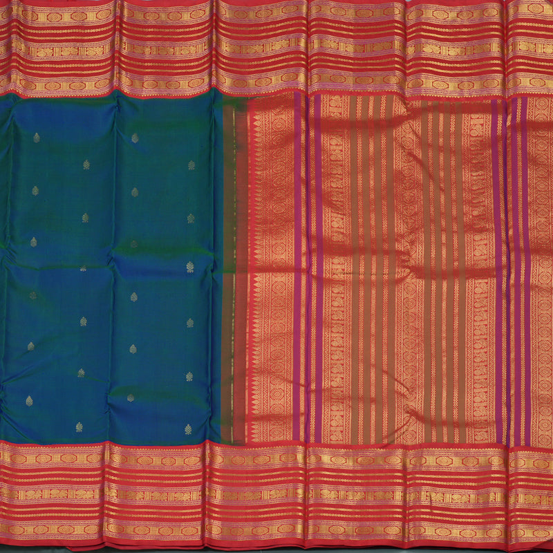 Hayagrivas Handloom Mayilkazhuthu Kanjivaram Silk Saree with Red border KBE917H9-1
