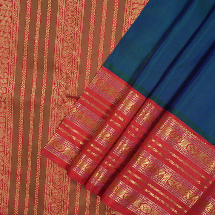 Hayagrivas Handloom Mayilkazhuthu Kanjivaram Silk Saree with Red border KBE917H9-1