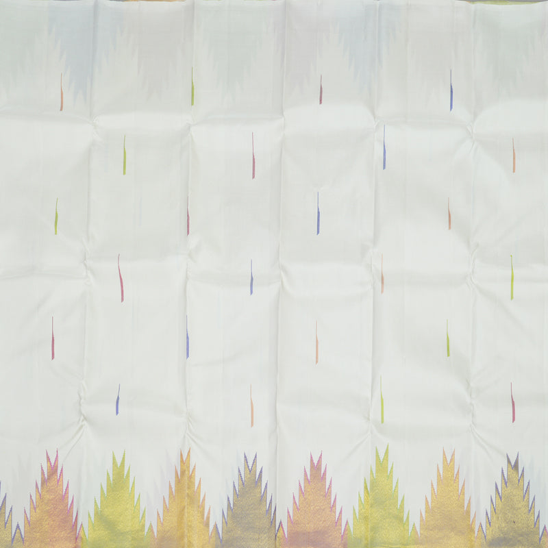 Hayagrivas Handloom Half White Kanjivaram Silk Saree with Multicolour Border KBE920H3-1