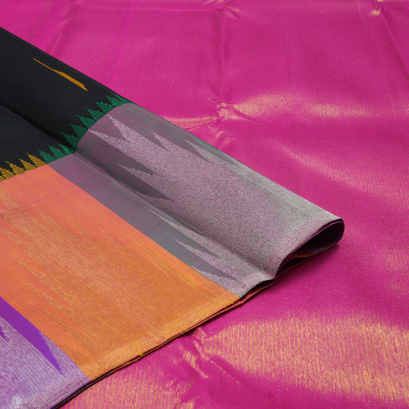 Hayagrivas Handloom Pure Kanjivaram Silk Saree in Regal Black KBE922H1-1