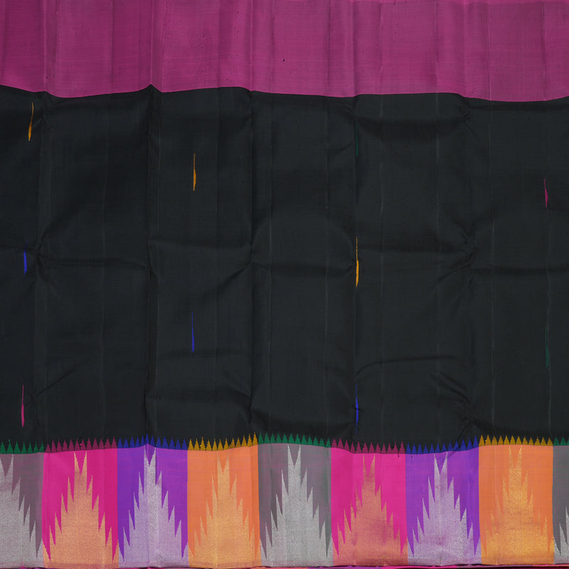 Hayagrivas Handloom Pure Kanjivaram Silk Saree in Regal Black KBE922H1-1