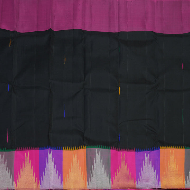 Hayagrivas Handloom Pure Kanjivaram Silk Saree in Regal Black KBE922H1-1