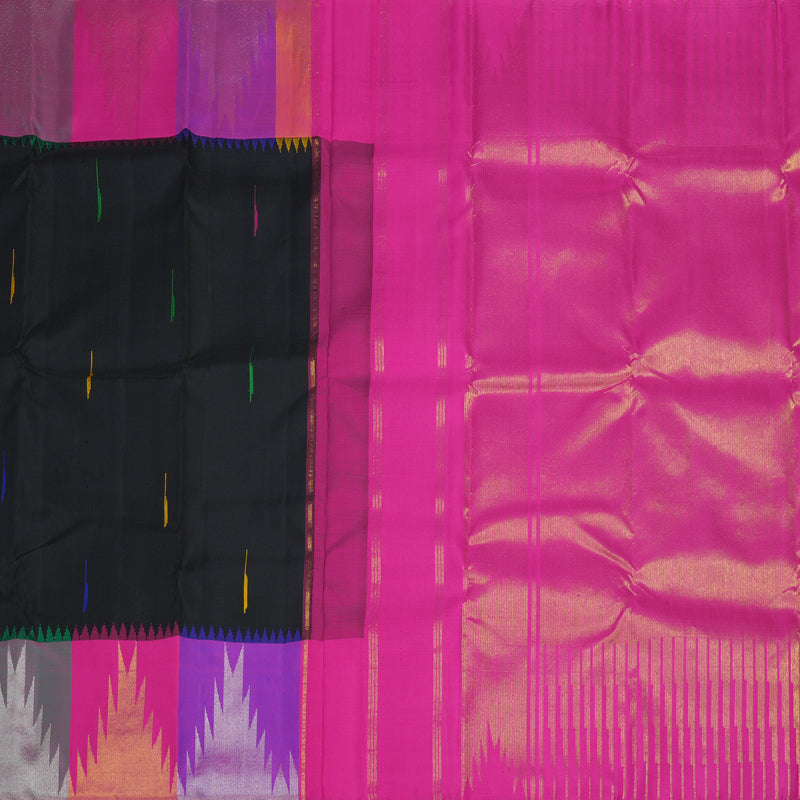 Hayagrivas Handloom Pure Kanjivaram Silk Saree in Regal Black KBE922H1-1