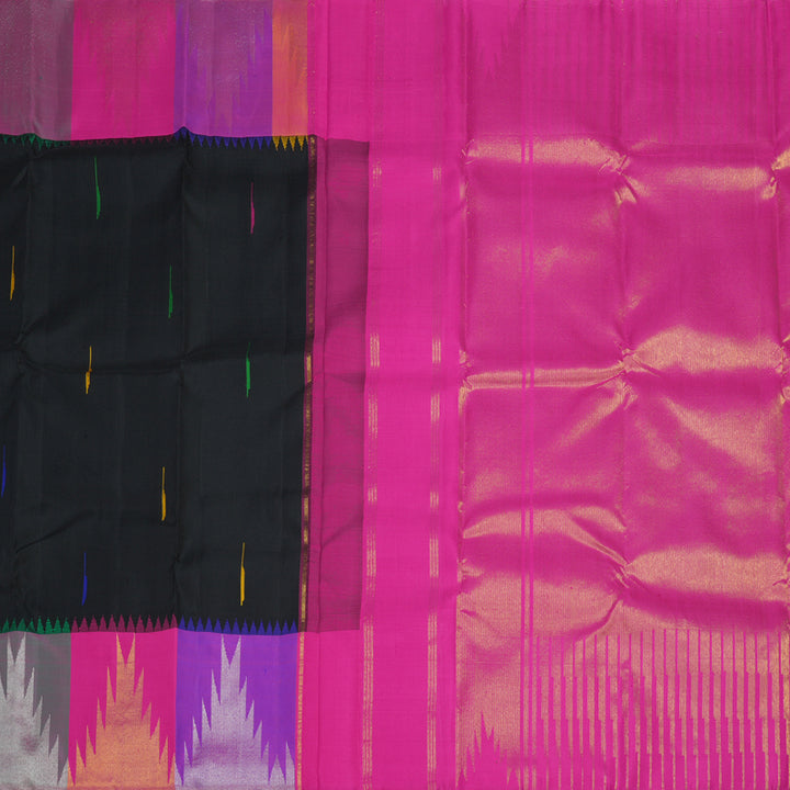 Hayagrivas Handloom Pure Kanjivaram Silk Saree in Regal Black KBE922H1-1