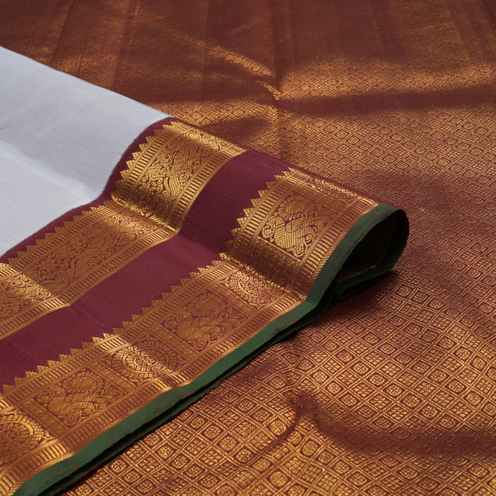 Hayagrivas Handloom Pure Kanjivaram Silk Saree in Harmonious Silvery Grey KBE911H2-1