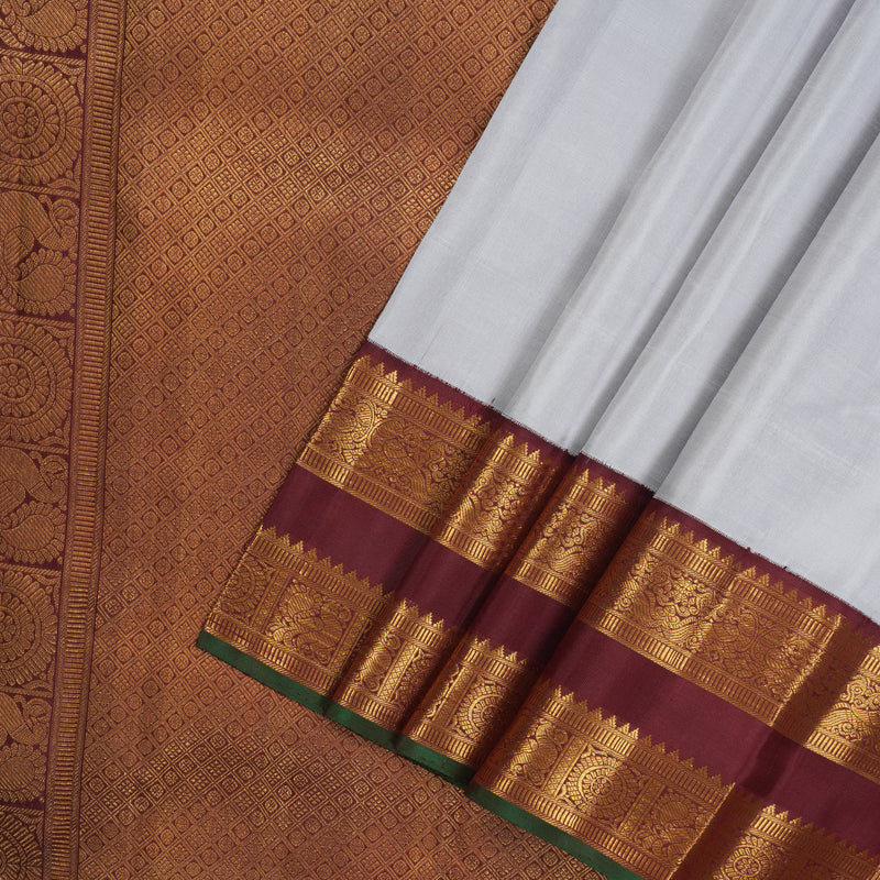 Hayagrivas Handloom Pure Kanjivaram Silk Saree in Harmonious Silvery Grey KBE911H2-1