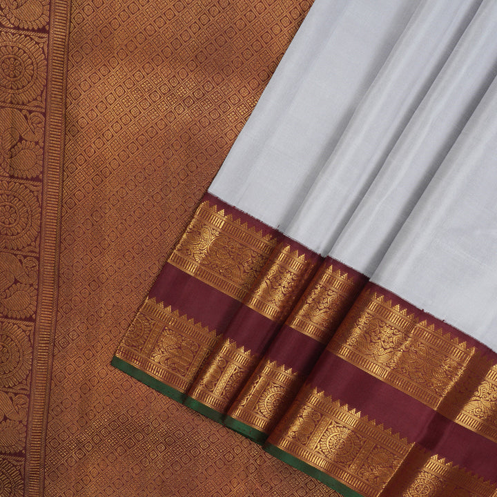 Hayagrivas Handloom Pure Kanjivaram Silk Saree in Harmonious Silvery Grey KBE911H2-1