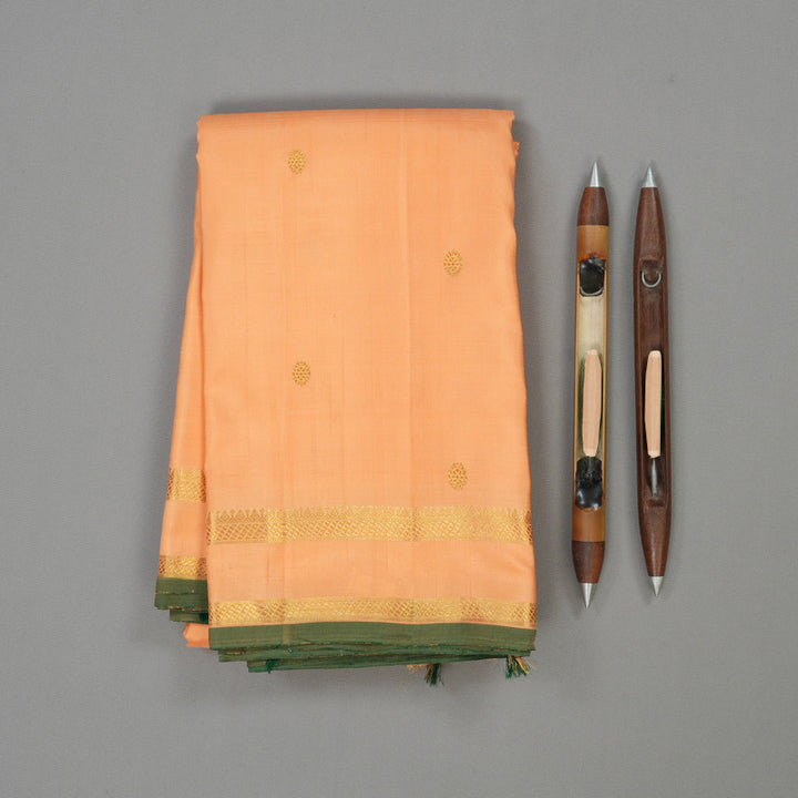 Hayagrivas Handloom Peach Orange Kanjivaram Silk Saree KBE925H5-1
