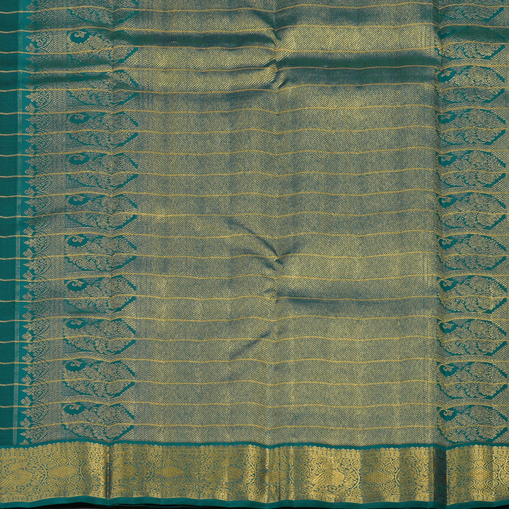 Hayagrivas Handloom Black Kanjivaram Silk Saree with Peacock Green Border KBE925H6-1