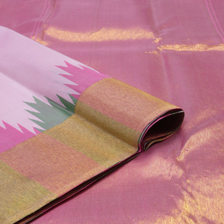 Hayagrivas Handloom Baby Pink Kanjivaram Silk Saree with Gold Border KBE926H11-1