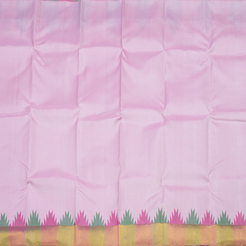 Hayagrivas Handloom Baby Pink Kanjivaram Silk Saree with Gold Border KBE926H11-1