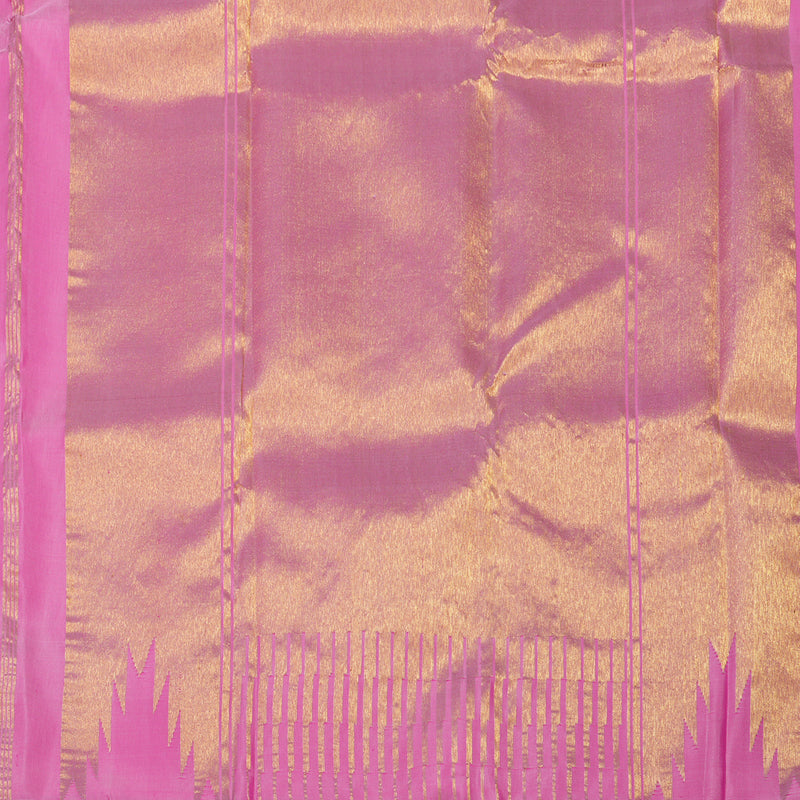 Hayagrivas Handloom Baby Pink Kanjivaram Silk Saree with Gold Border KBE926H11-1