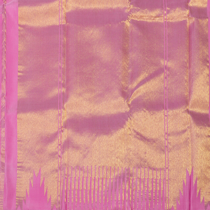 Hayagrivas Handloom Baby Pink Kanjivaram Silk Saree with Gold Border KBE926H11-1
