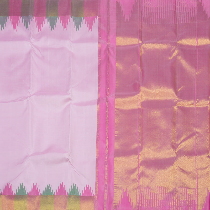 Hayagrivas Handloom Baby Pink Kanjivaram Silk Saree with Gold Border KBE926H11-1