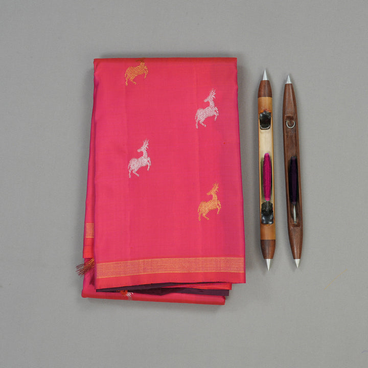 Hayagrivas Handloom Dual Tone (Orange & Pink) Kanjivaram Silk Saree KBE926H7-1