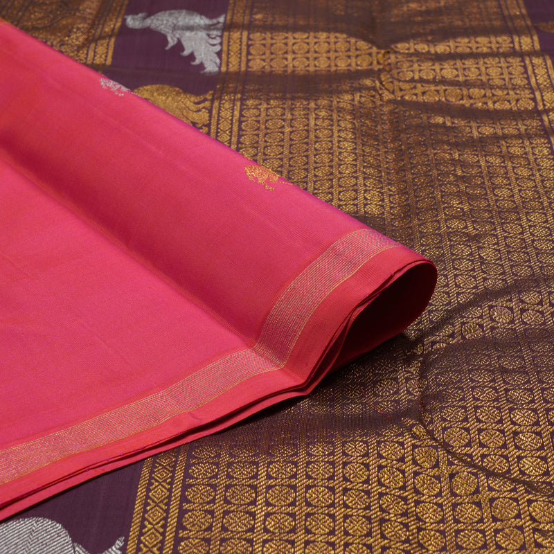 Hayagrivas Handloom Dual Tone (Orange & Pink) Kanjivaram Silk Saree KBE926H7-1