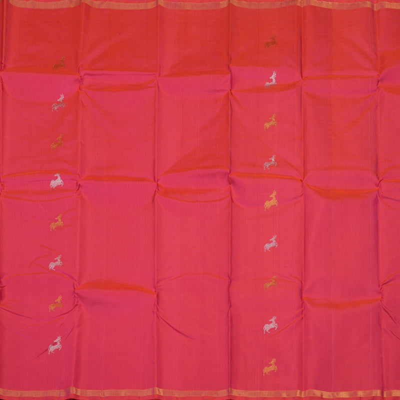 Hayagrivas Handloom Dual Tone (Orange & Pink) Kanjivaram Silk Saree KBE926H7-1