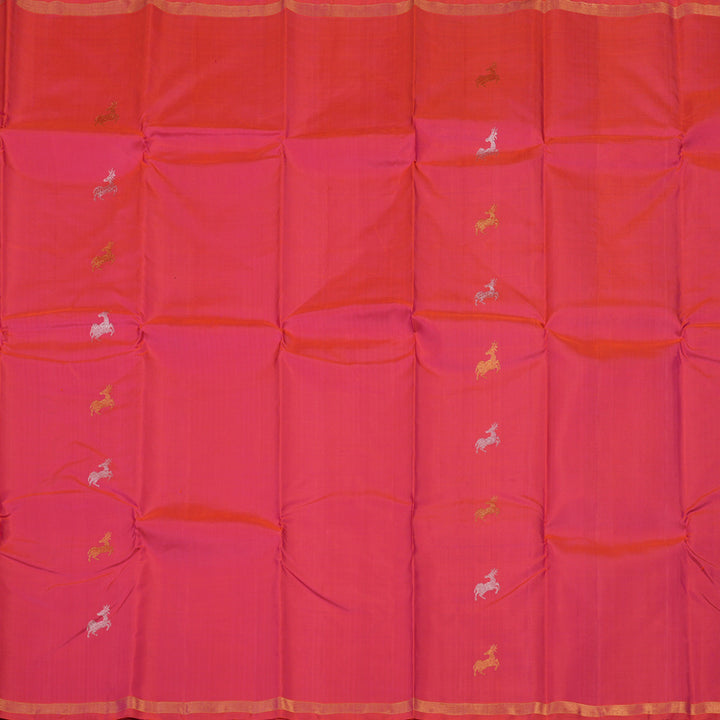 Hayagrivas Handloom Dual Tone (Orange & Pink) Kanjivaram Silk Saree KBE926H7-1