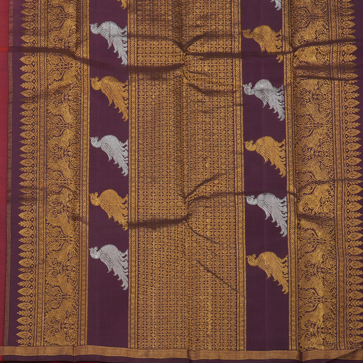 Hayagrivas Handloom Dual Tone (Orange & Pink) Kanjivaram Silk Saree KBE926H7-1