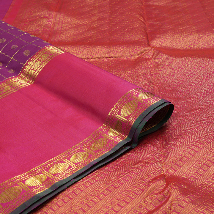 Hayagrivas Handloom Pure Kanjivaram Silk Saree in Radiant Purple KBE926H8-1
