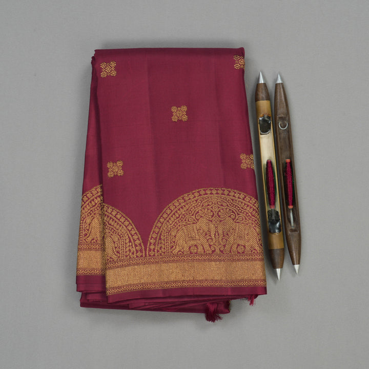 Hayagrivas Handloom Maroon Kanjivaram Silk Saree KBE927H8-1