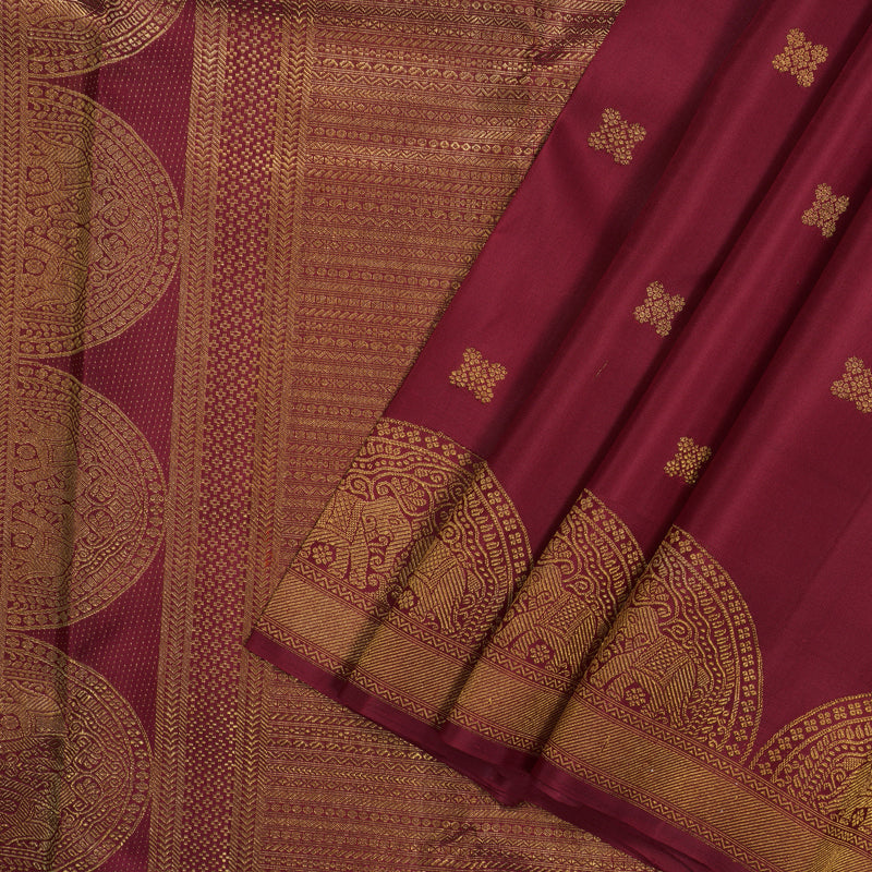 Hayagrivas Handloom Maroon Kanjivaram Silk Saree KBE927H8-1