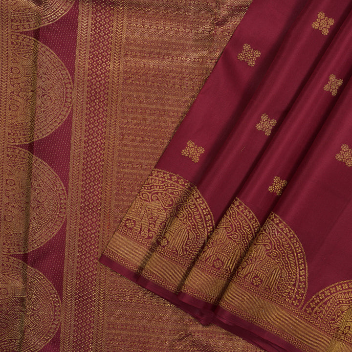 Hayagrivas Handloom Maroon Kanjivaram Silk Saree KBE927H8-1