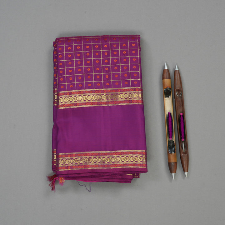 Hayagrivas Handloom Purple Kanjivaram Silk Saree KBE927H10-1