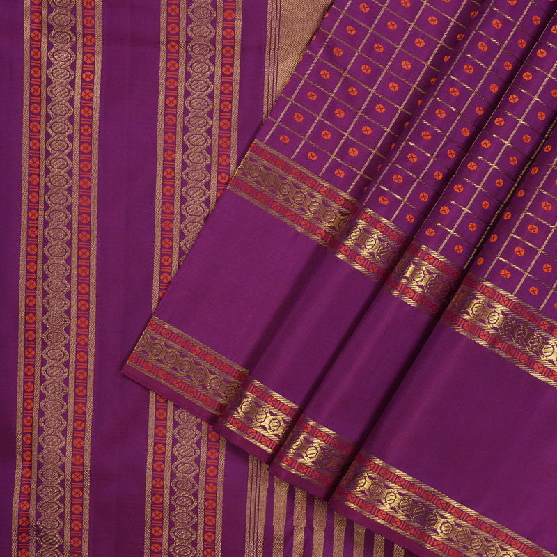 Hayagrivas Handloom Purple Kanjivaram Silk Saree KBE927H10-1