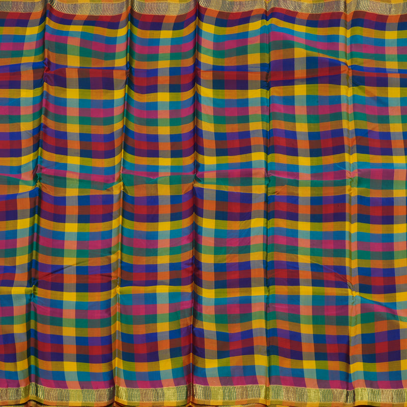 Hayagrivas Handloom Multicolour Checks Kanjivaram Silk Saree KBE92D2-13