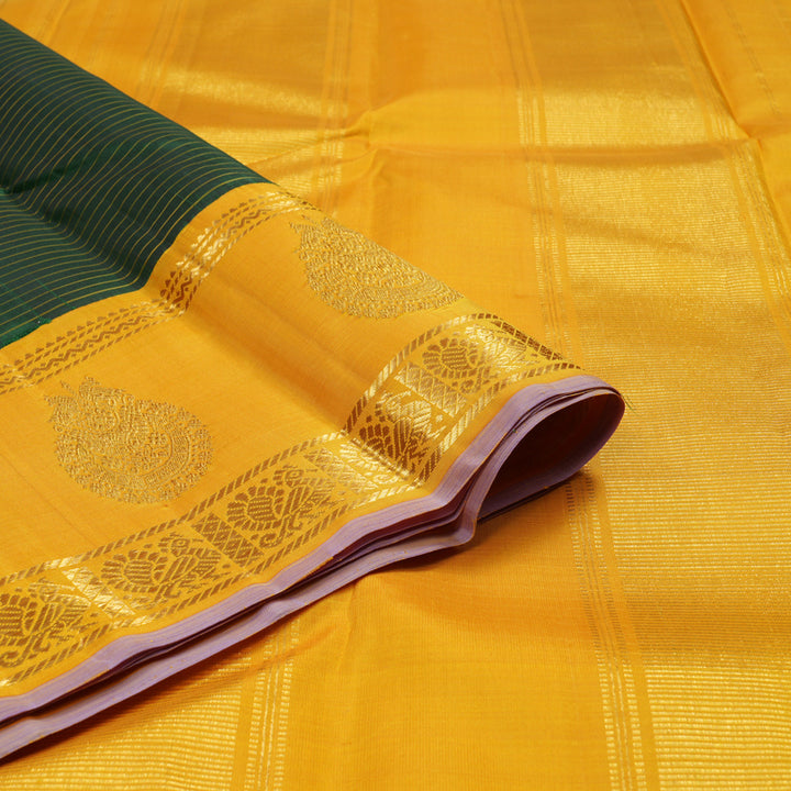 Hayagrivas Handloom Pure Kanjivaram Silk Saree in Enchanting Bottle Green KBE932H5-1