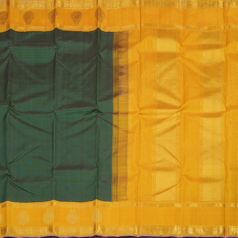 Hayagrivas Handloom Pure Kanjivaram Silk Saree in Enchanting Bottle Green KBE932H5-1