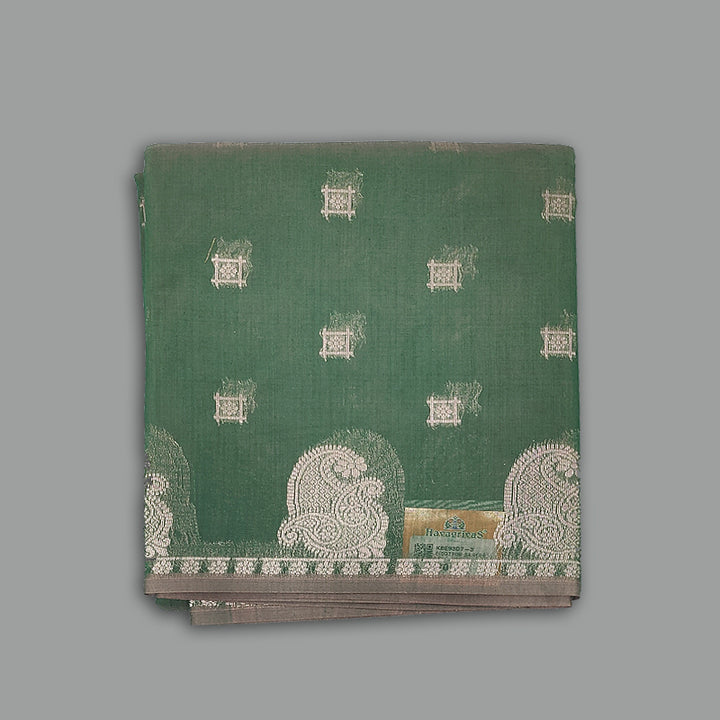 Hayagrivas Green Fancy Kora Cotton Saree KBE93D7-3