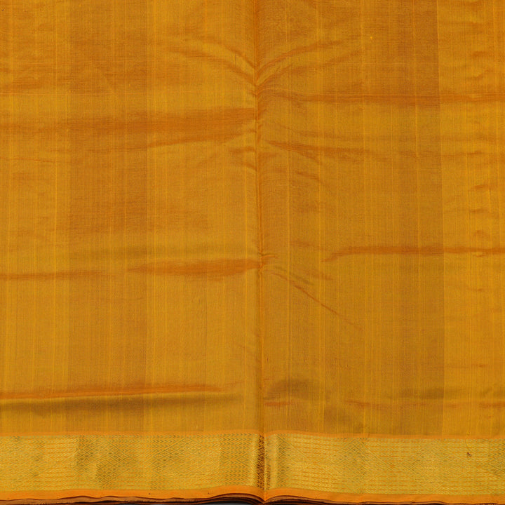 Hayagrivas Handloom Deep Brown Pure Silk Cotton Saree with Mango Yellow Border KBE942H6-5